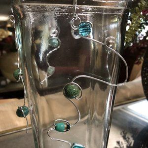 Wire and Bead Pillar Candle Holder Handmade Party on the Patio